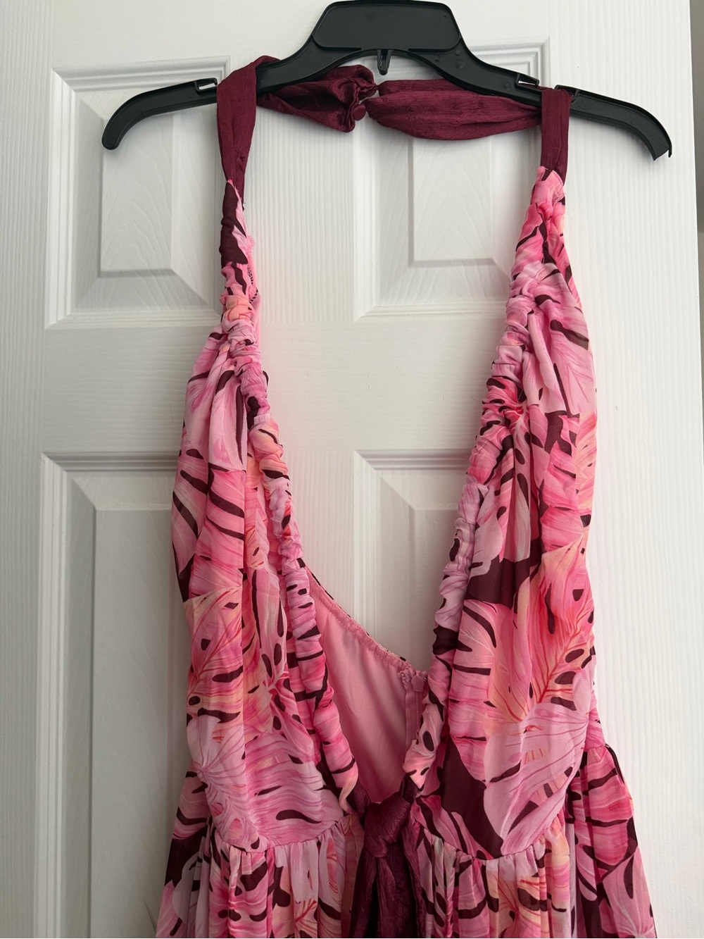Darcy Chiffon Halter Tie Maxi Dress - Pink/combo